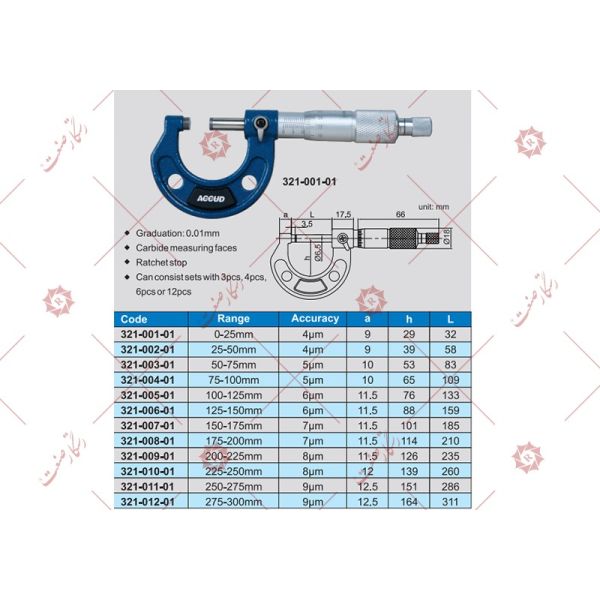 Accud Micrometer 275-300 model 01-012-321