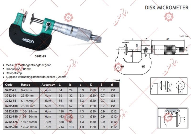 Insize plate micrometer 0-25 model 25-3282