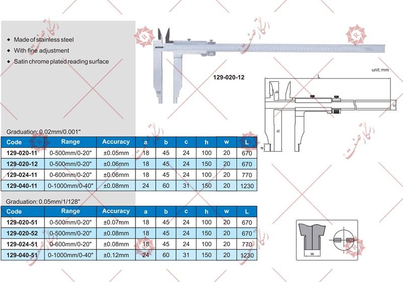 Accud long jaw caliper 100 cm model 11-040-129