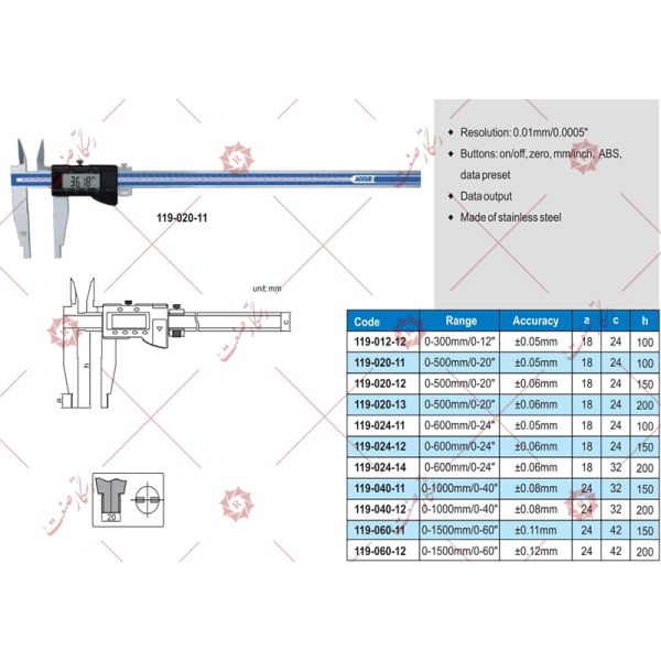 Accud long jaw digital caliper model 11-020-119