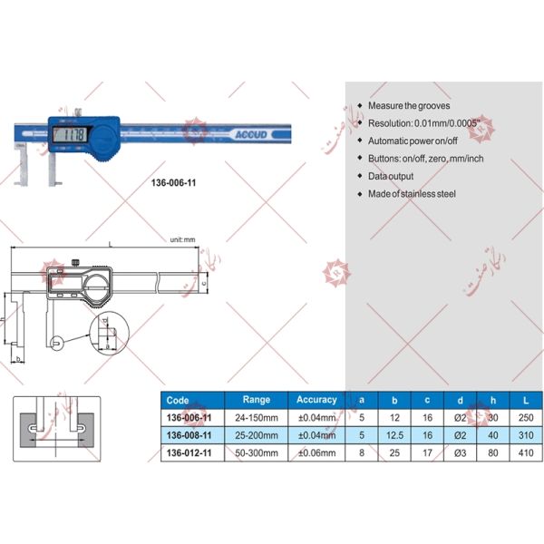 Accud Digital caliper inside needle jaw gauge model11-006-136