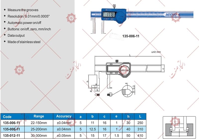Accud Digital caliper inside gauge model 11-006-135