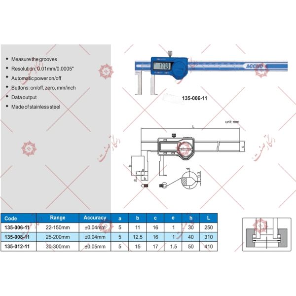 Accud Digital caliper inside gauge model 11-006-135