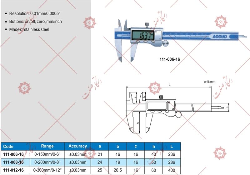 Accud digital caliper model 16-006-111