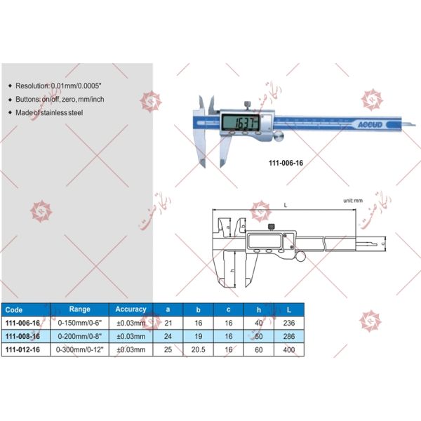 Accud digital caliper model 16-006-111