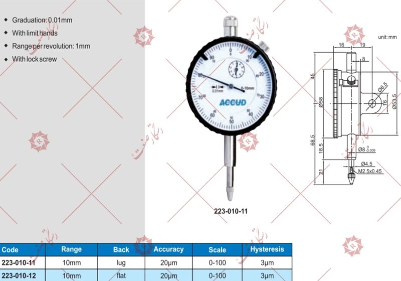 ساعة القياس الميكانيكية مودیل 11-010-223 , شراء ساعة القياس الميكانيكية مودیل 11-010-223