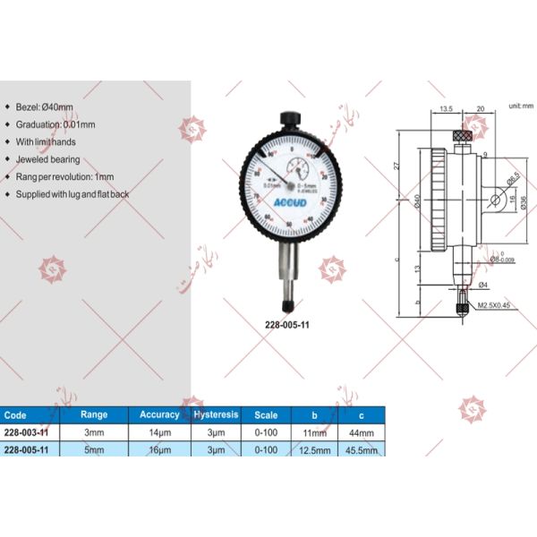 Accud dial indicator clock model 11-005-228