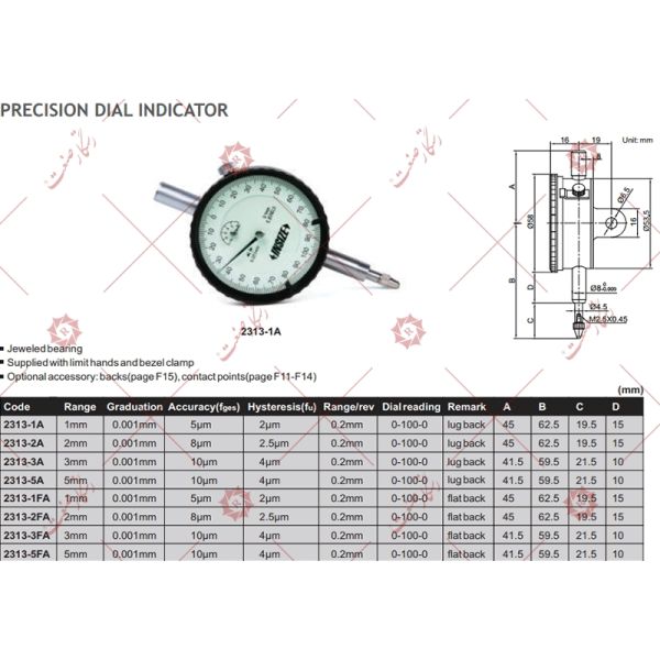 Insize indicator clock dial model 2313-1A