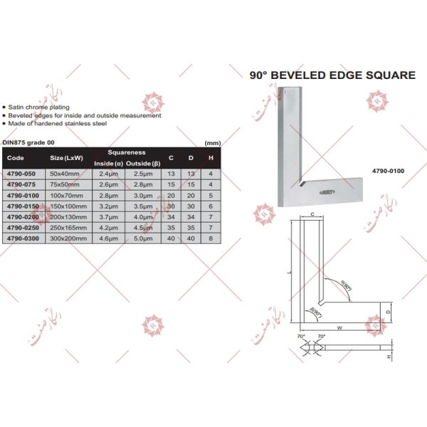 Insize hair precision square100x70 mm model 0100-4790