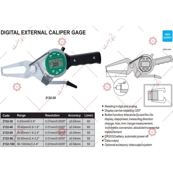 Insize digital thickness gauge outside gauge model 2132-20