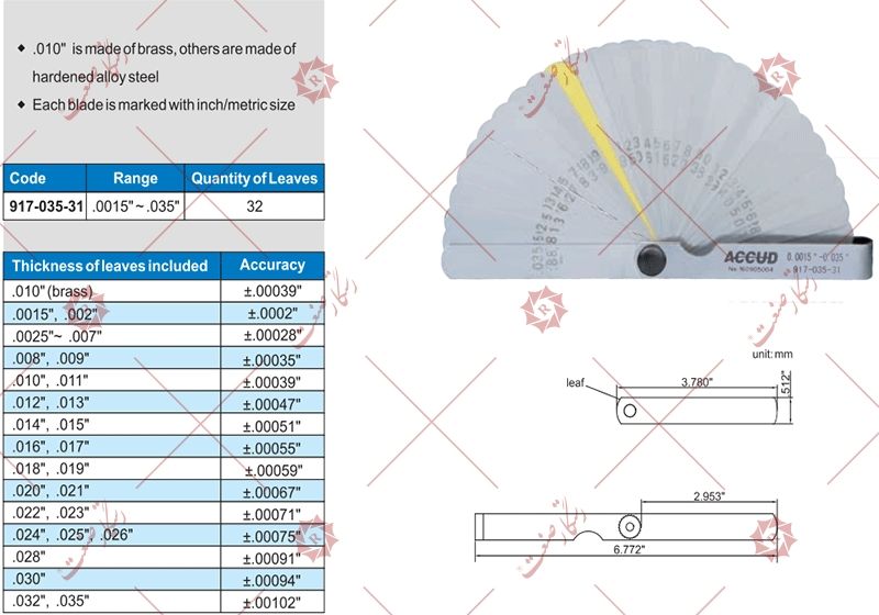 ACCUD Feeler Gauge 917-035-31 | Steel Feeler gauges