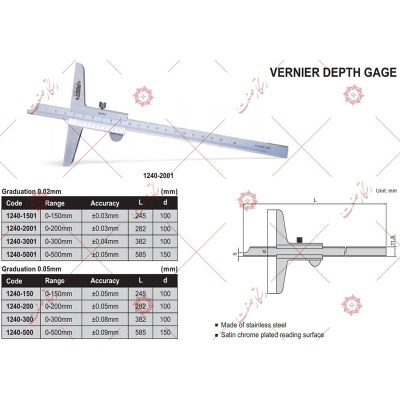 Insize vernier depth gauge model 1501-1240