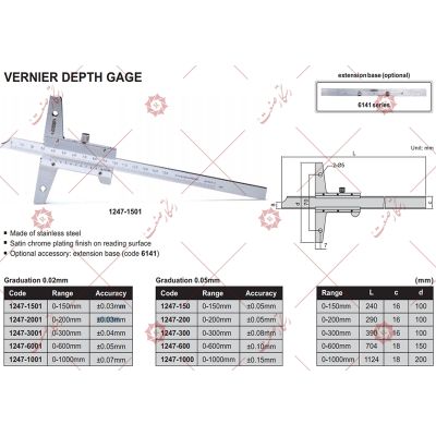 Insize vernier depth gauge model 1247-2001