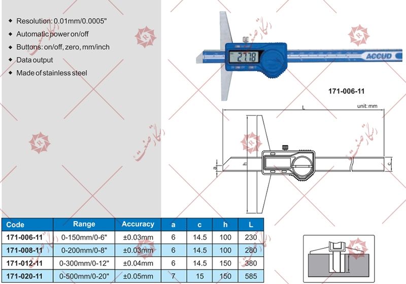 Accud digital depth gauge model 11-006-171