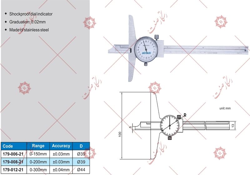 Accud dial depth gauge model 21-012-179