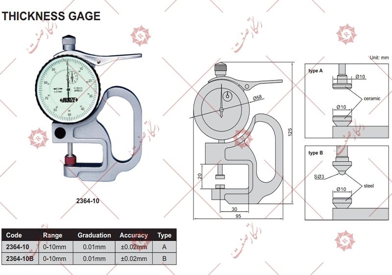 Insize dial thickness gauge model 10-2364