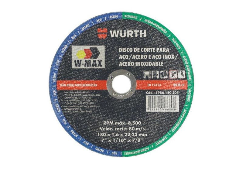 WURTH Steel Cutting Disc 180x6mm