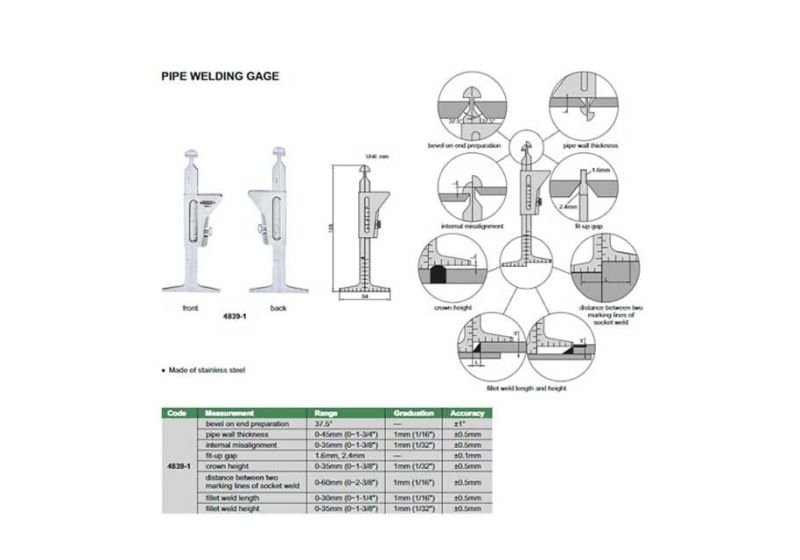 Insize pipe welding gauge model 1-4839