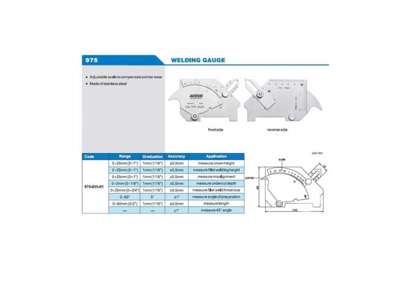 Accud welding gauge Cambridge design model 01-025-975